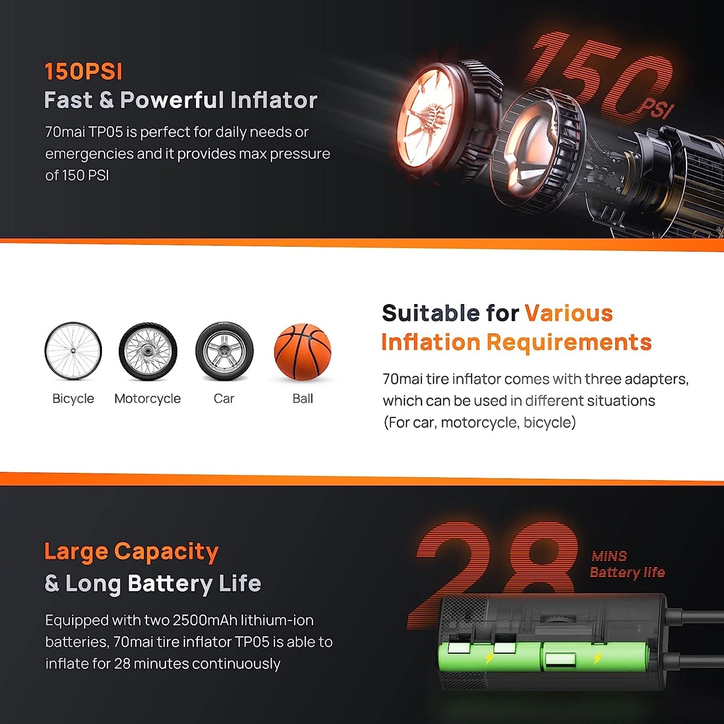 70mai Tire Inflator Portable Air Compressor TP05