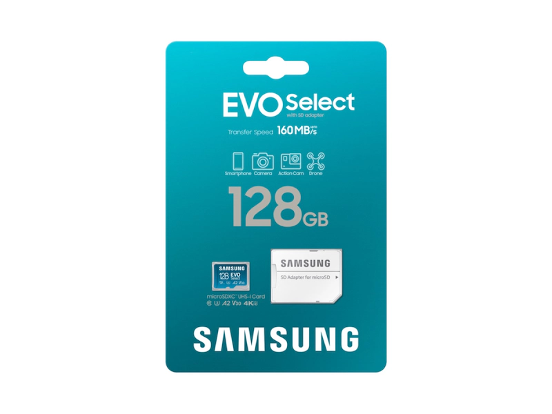 Samsung EVO Select + Adapter microSDXC 128GB (2024) 4K 160MB/s